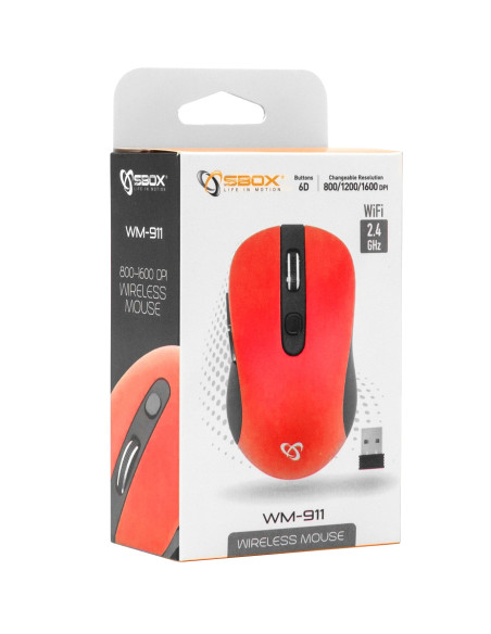 Mouse Ottico Wireless 1600 Dpi Rosso