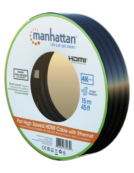 Cavo HDMI High Speed With Ethernet Piatto 15m nero
