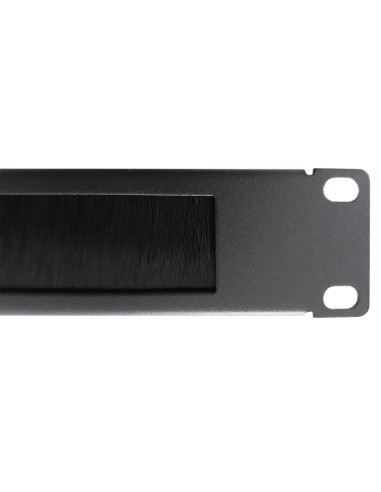 Pannello Passacavi 1U Forato con Spazzola Nero