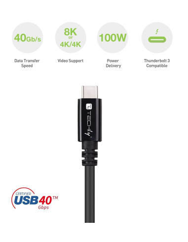 Cavo USB 4 Gen 3 Type-C&trade Thunderbolt M/M E-Mark 8K 40Gbps 100W PD 0