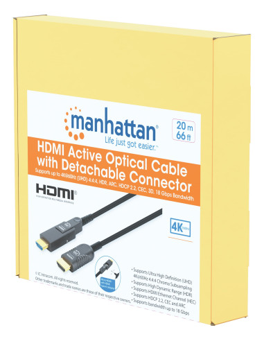 Cavo HDMI&trade Attivo in Fibra Ottica con Connettore Staccabile 20m