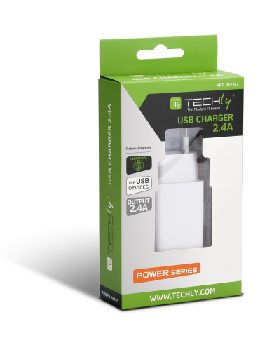 Caricatore Alimentatore USB-A da Muro 5V 2.4A per Smartphone o Tablet