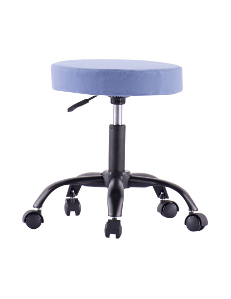 Sgabello Girevole con Ruote Altezza Regolabile Tessuto Sfoderabile Blu