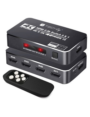 Switch HDMI 2.0b 5in 1out 4K HDR HDCP2.2 con Telecomando