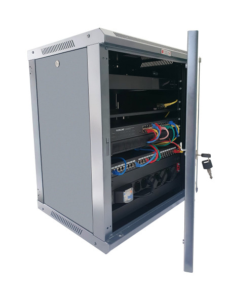 Armadio Rack 19'' a Muro 20 Unit&agrave P.450 mm Flat Pack Grigio