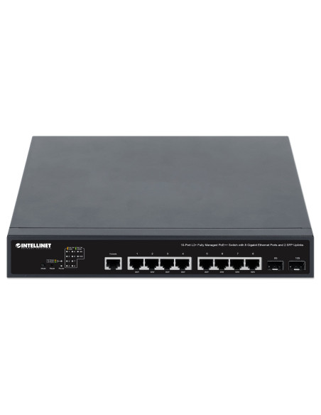 Switch PoE++ 10 porte L2 Fully Managed con 8 porte Ethernet Gigabit e 2 SFP Uplink