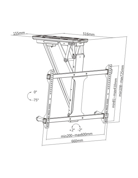 Supporto TV Motorizzato da Soffitto Inclinabile Integrazione Smart Home per TV da 32 a 70''
