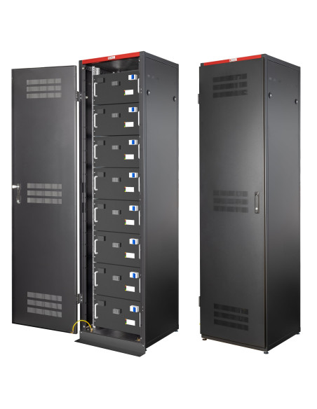 Armadio Rack 19'' 600x600 47U per Batterie Fotovoltaico Nero