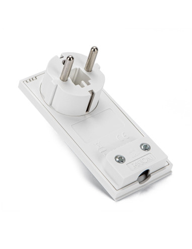 Spina Schuko 16A 2P+T Salvaspazio Super Sottile Smontabile Angolata Bianco