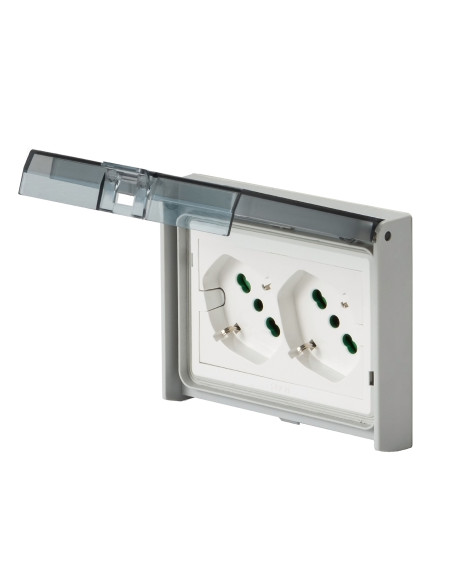 Multipresa Universale IP55 da Incasso con Doppia Presa Bipasso Italiana Schuko Precablata