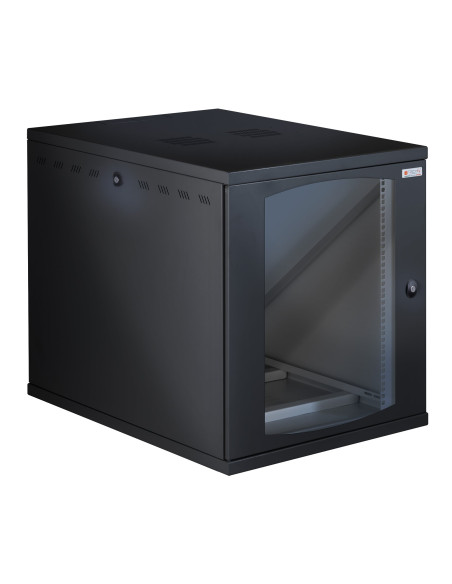 Armadio Rack 19'' a Muro 13U P 800mm L 600mm Porta Vetro Nero