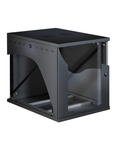 Armadio Rack 19'' a Muro 13U P 800mm L 600mm Porta Vetro Nero