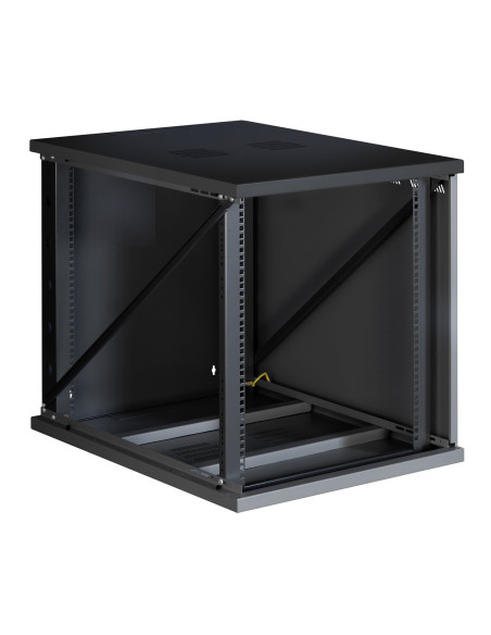 Armadio Rack 19'' a Muro 13U P 800mm L 600mm Porta Vetro Nero