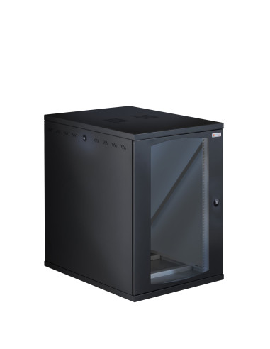 Armadio Rack 19'' a Muro 16U P 800mm L 600mm Porta Vetro Nero