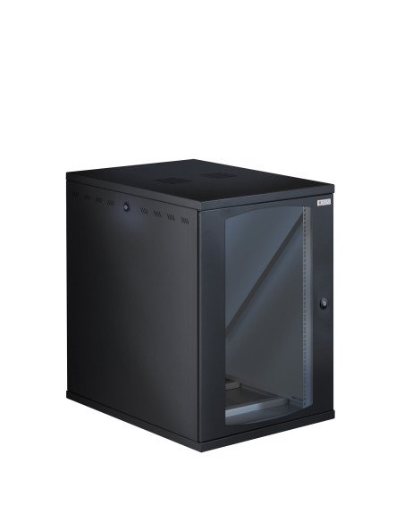 Armadio Rack 19'' a Muro 16U P 800mm L 600mm Porta Vetro Nero
