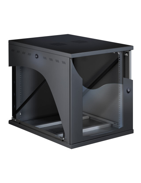 Armadio Rack 19'' a Muro 22U P 800mm L 600mm Porta Vetro Nero