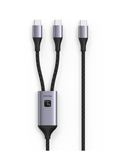Cavo di Ricarica Sdoppiatore USB-C&trade Maschio a Due USB-C&trade Maschio 100W 1