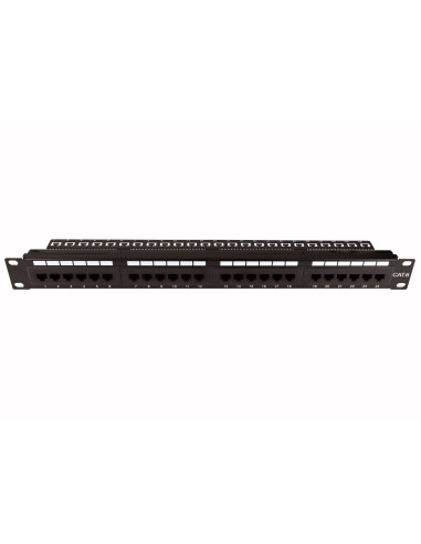 Pannello Patch UTP 24 Posti Cat.6 1U con barra gestione cavi removibile Nero