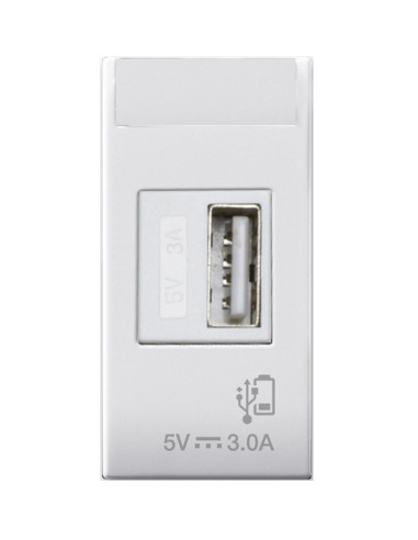 Domus S44 Caricatore USB-A 3A 240V 1 Modulo Bianco Lucido