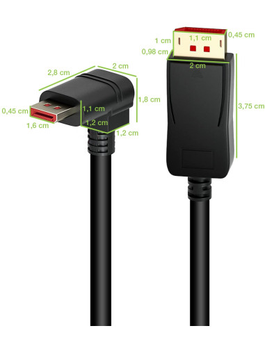 Cavo Audio/Video DisplayPort 1.4 8K M/M Angolato 90&deg 1m Nero