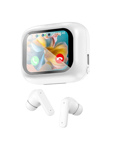 Cuffie Auricolari BT con Custodia Smart Touch Screen LCD Cancellazione Attiva del Rumore ANC