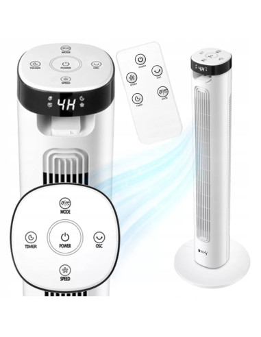 Ventilatore a Torre da Pavimento 36'' 3 Velocit&agrave con Telecomando Oscillazione 75&deg e Timer