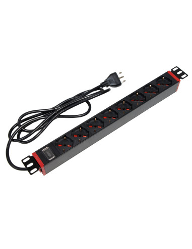 Multipresa 8 Posti da Rack 19'' con Staffe Ruotabili a 360&deg Spina Italiana