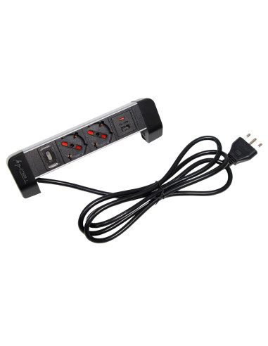 Multipresa da Tavolo 2 prese Italiane Bipasso 1 USB-C&trade e 1 USB-A