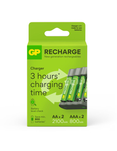 Caricabatterie per AA e AAA con 2 Batterie AA e 2 Batterie AAA Incluse