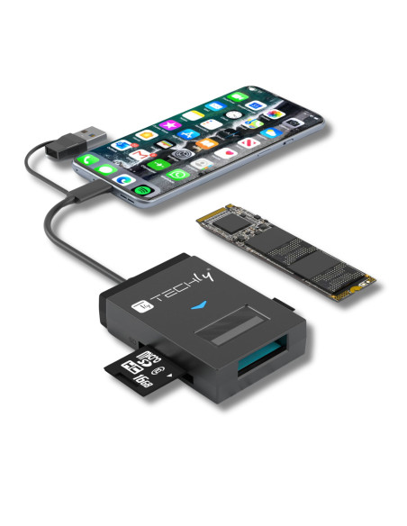 Adattatore USB-A/USB-C&trade a NVME/SATA M.2 con Lettore Memorie SD/TF