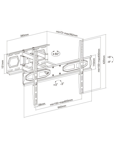 Supporto a Muro per TV LED LCD 32-70'' Full-Motion