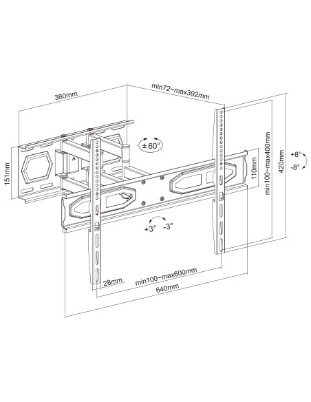 Supporto a Muro per TV LED LCD 32-70'' Full-Motion