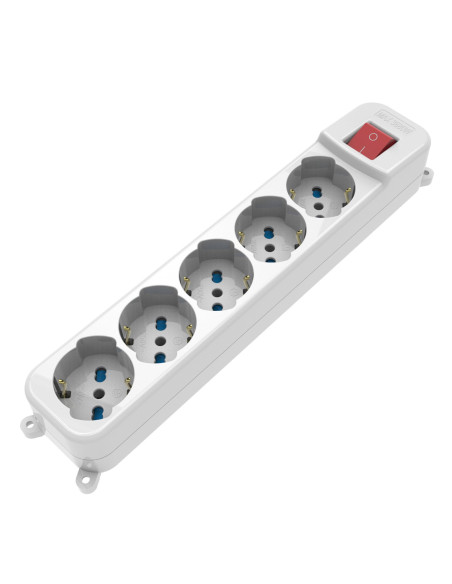 Multipresa 5 Posti Italiana Bipasso / Schuko con spina 16A angolata