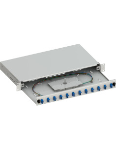 Cassetto Ottico 19'' Scorrevole con 12 Bussole e 24 Pigtails LC Duplex Monomodale OS2 Grigio 2