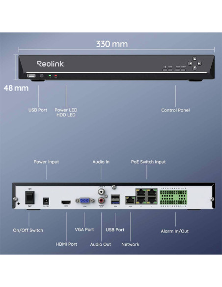 Videoregistratore NVR 36CH 16 MP 48 TB con HDMI e VGA