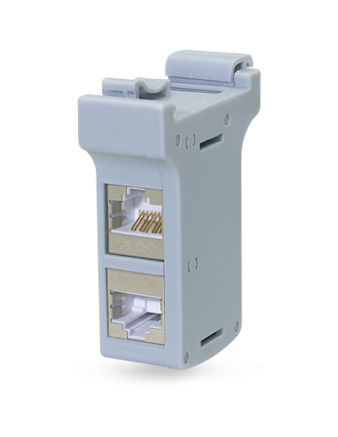 Adattatore per Guida DIN con 2 Accoppiatori Cat.6A RJ45 F/F