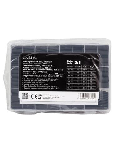 Set 300 Tubi Neri Guaina Termorestringente per Isolamento Cavi