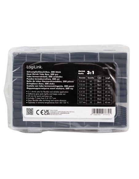 Set 300 Tubi Neri Guaina Termorestringente per Isolamento Cavi