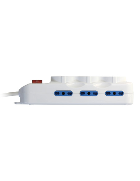 Multipresa 6 Posti Italiana Bipasso / 3 Schuko con Interruttore