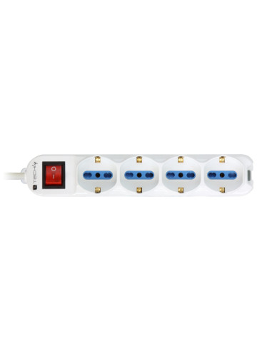 Multipresa 8 Posti Italiana Bipasso / 4 Schuko con Interruttore