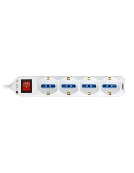 Multipresa 8 Posti Italiana Bipasso / 4 Schuko con Interruttore