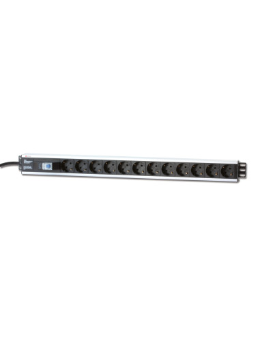 Multipresa Verticale per Rack 12 Posti Schuko con Magnetotermico Spina Schuko Angolata 1U