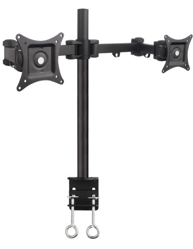 Supporto da Scrivania per 2 Monitor 13-27'' Diametro 48 mm ad Altezza Regolabile con Morsetto a C