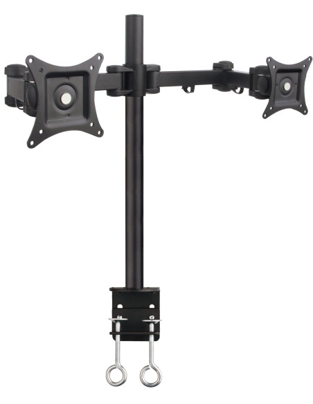Supporto da Scrivania per 2 Monitor 13-27'' Diametro 48 mm ad Altezza Regolabile con Morsetto a C