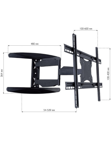 Supporto a Muro Ultra Slim per TV LED LCD 40-65'' Full Motion Nero