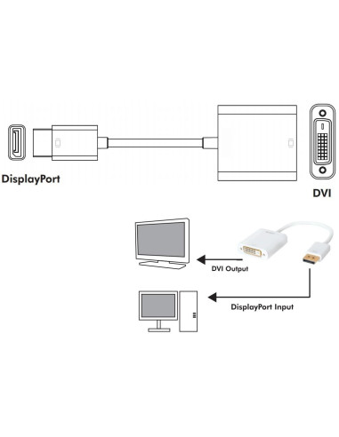 Adattatore DisplayPort 1.2 Maschio / DVI Femmina 15cm Bianco