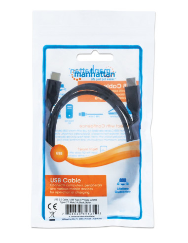 Cavo USB-C&trade Maschio/Maschio USB 2.0 1m Nero