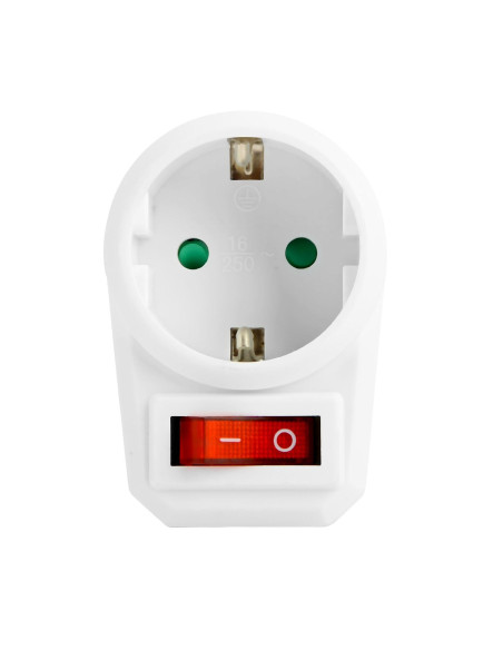 Adattatore con Presa Schuko CEE 7/4 con Interruttore Bianco