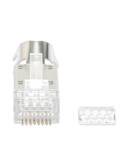 Confezione 50 Plug RJ45 STP per Cavo Rigido Flessibile Cat.6A STP