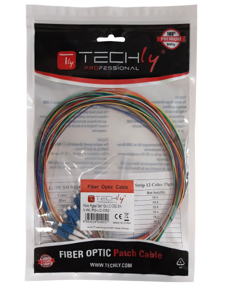 Set 12 Pigtail Fibra Ottica Monomodale OS2 LC 9/125 2 m